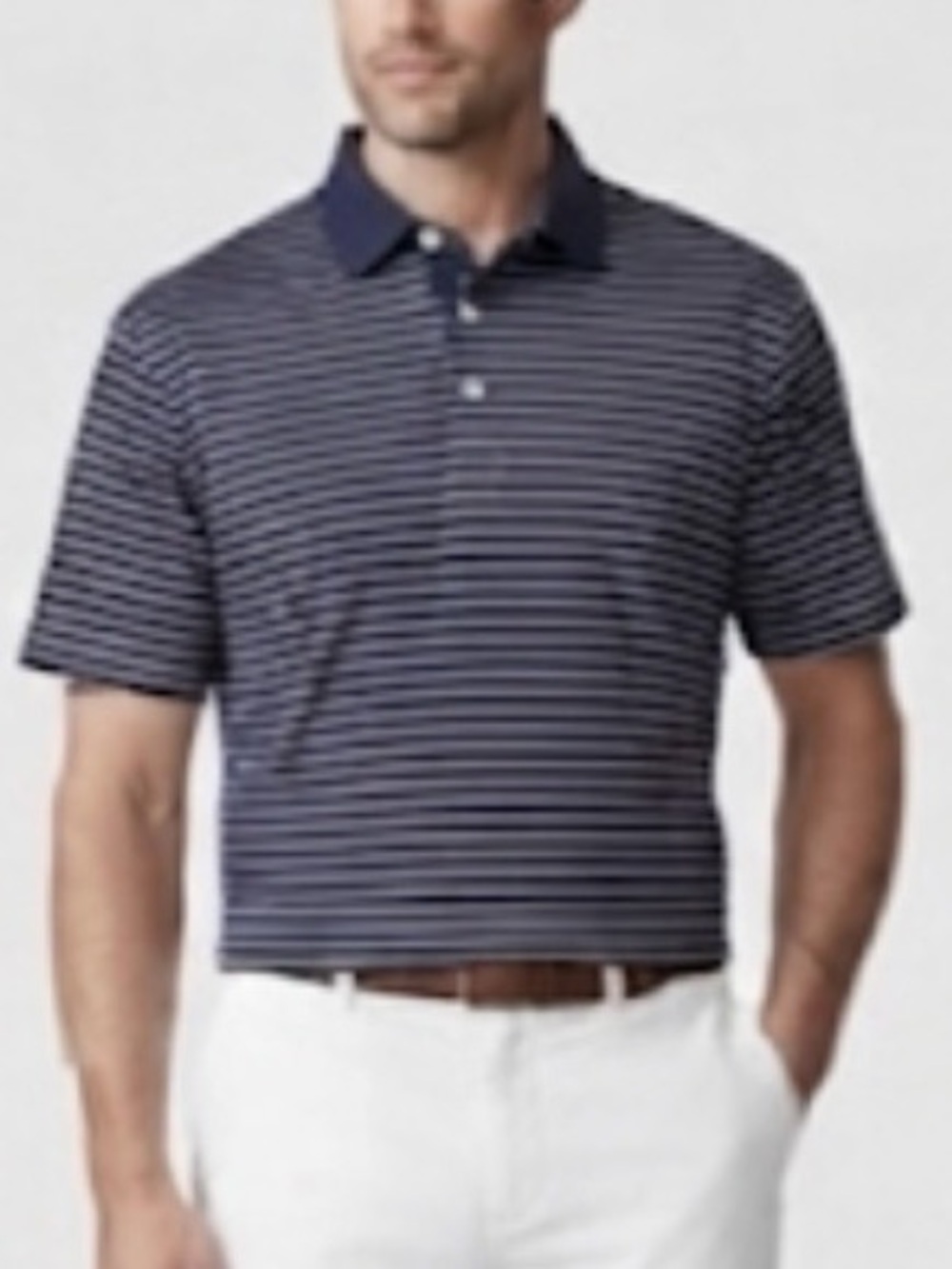 Polo Golf Ralph Lauren Men's Navy Striped Polo Shirt - Classic Short Sleeve L